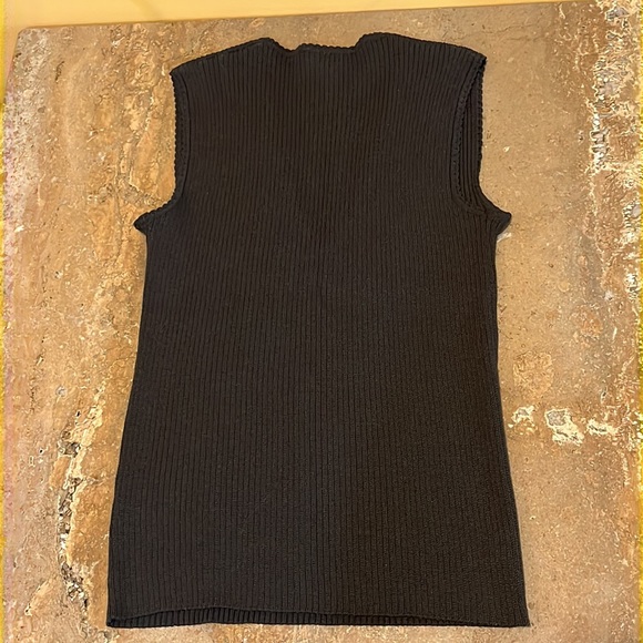 CHANEL sweater sz 36 brown ribbed top logo - Picture 5 of 5